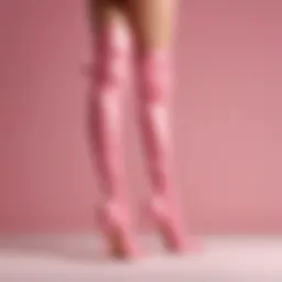 Elegant pink thigh high heels on a chic backdrop