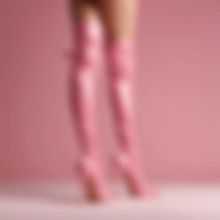 Elegant pink thigh high heels on a chic backdrop