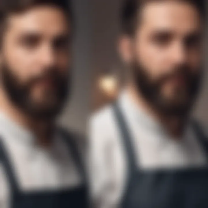 Before and after using a beard trimming apron