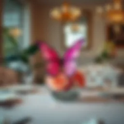 Elegant butterfly centerpiece on a dining table