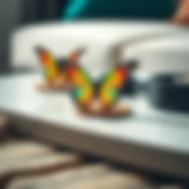 Colorful butterfly coasters on a coffee table