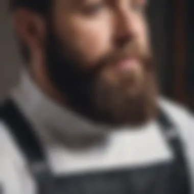 Close-up of beard trimming apron features