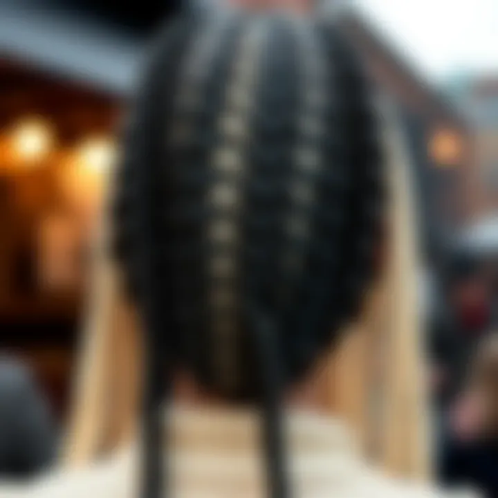 Intricate design of a braided wig showcasing craftsmanship