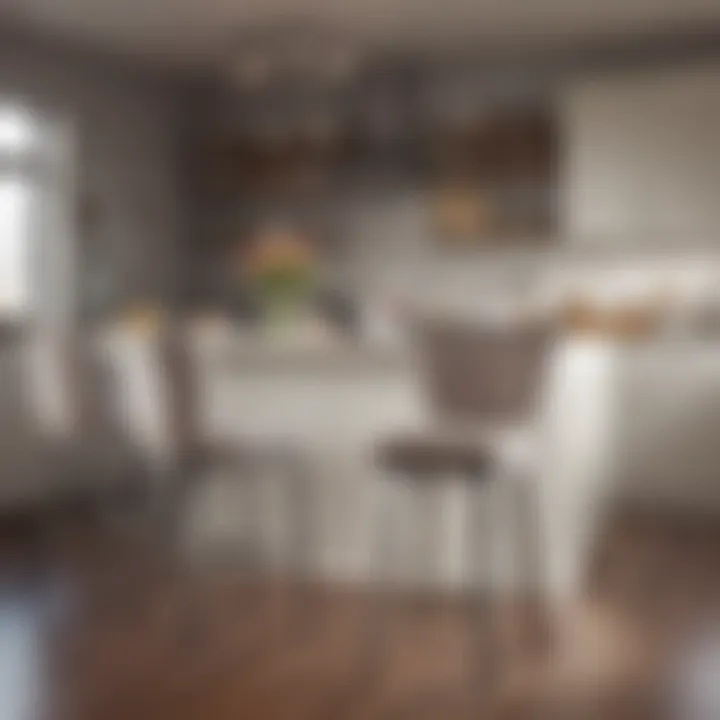 Stylish barstool setup in a modern kitchen with decorative slipcovers