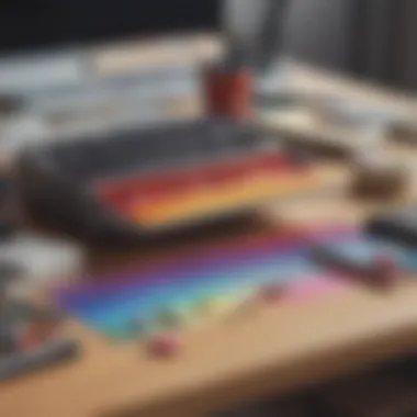 Customized rainbow desk items reflecting personal style