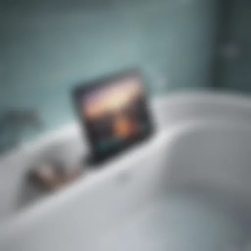 Stylish bathtub tablet holder showcasing modern design