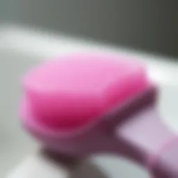 Close-up view of silicone hair brush showcasing its unique bristle design.