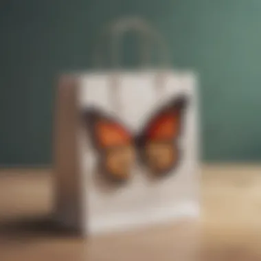 A beautifully wrapped butterfly gift bag placed in a serene setting.