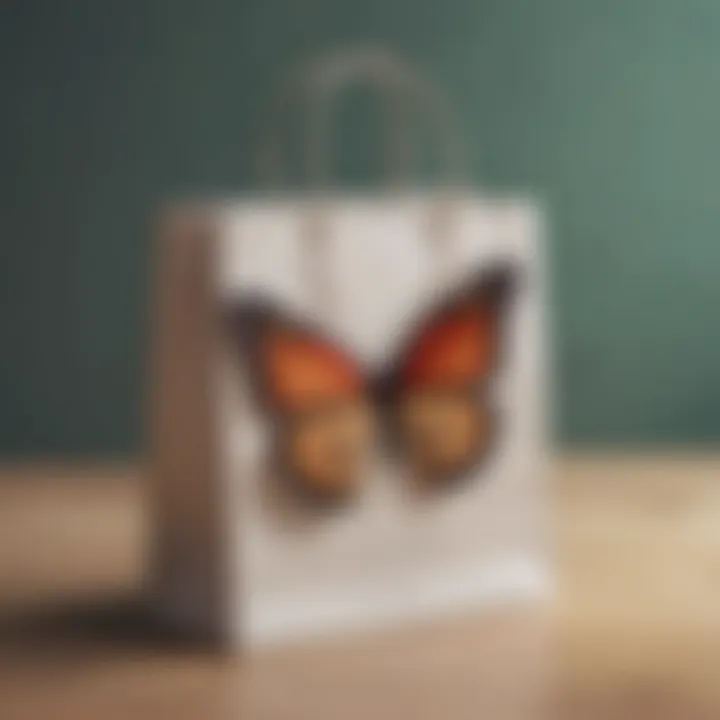 A beautifully wrapped butterfly gift bag placed in a serene setting.