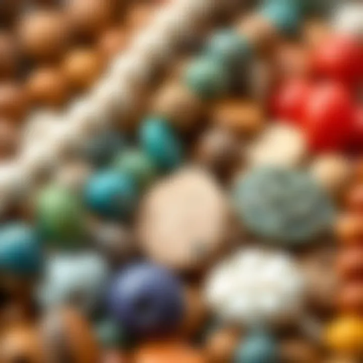 A close-up view of assorted flat beads showcasing their diverse materials and textures.