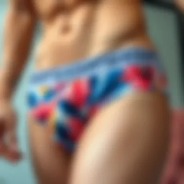 A close-up of custom underwear featuring a vibrant print