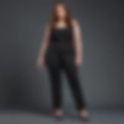 Elegant plus size black straight leg pants displayed on a model