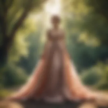Embracing Elegance in Nature Elegant long dress showcased in a serene outdoor setting