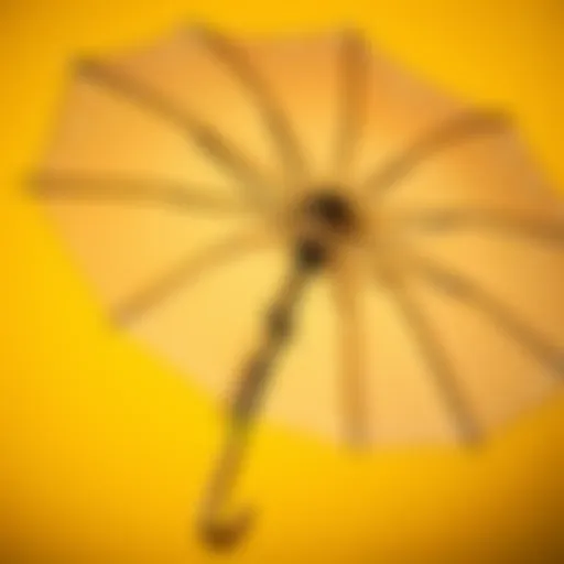 Elegant polka dot umbrella opened against a vibrant background