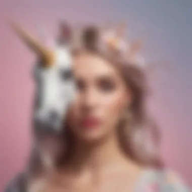 An artistic representation of the cultural significance of unicorns in fashion.