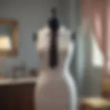 A stylish cut-out tie back dress displayed on a mannequin in an elegant setting