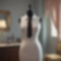 A stylish cut-out tie back dress displayed on a mannequin in an elegant setting