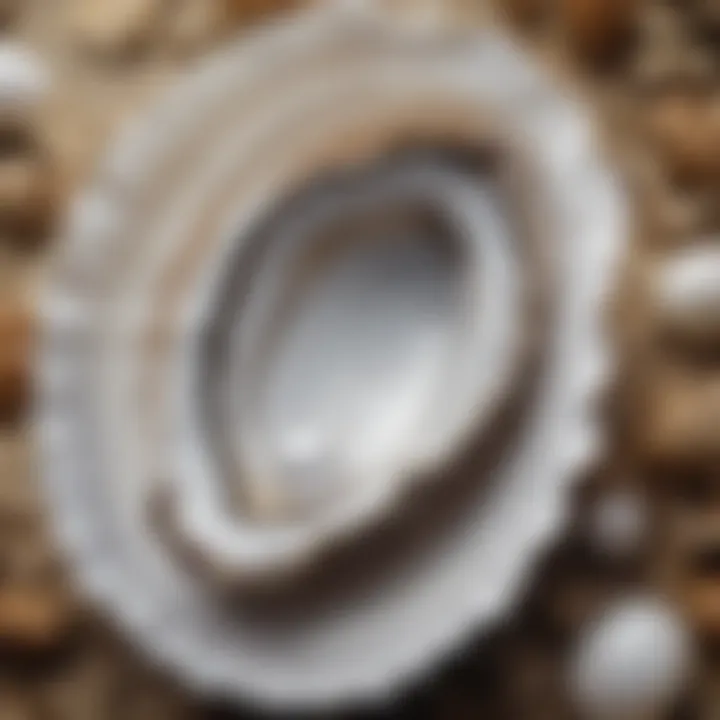 An oyster shell open with a pearl nestled inside, symbolizing the treasure within