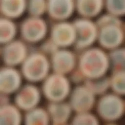 A collection of vintage wooden embroidery hoops displayed artistically