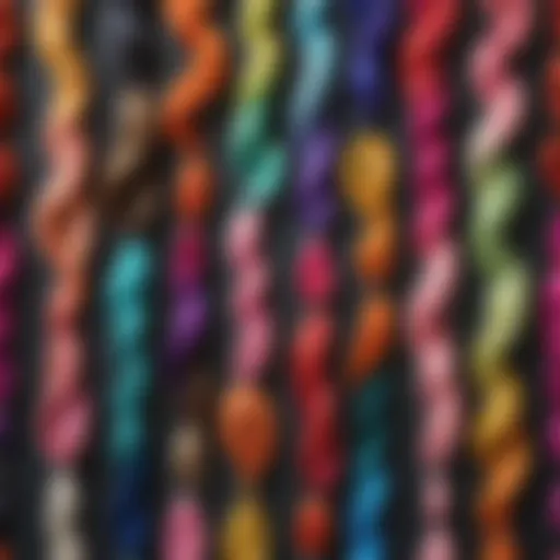 A stunning array of colorful fake hair ponytails displayed elegantly.