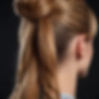 A close-up view of synthetic hair materials used in fake hair ponytails.