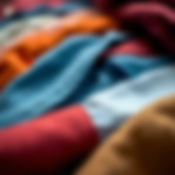 Close-up of diverse fabric textures used in going out shirts