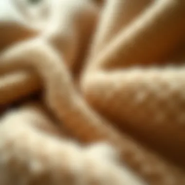 A close-up view of luxurious fabric showcasing the texture and quality of a wearable blanket