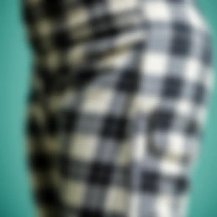 Close-up view of fabric texture and fit