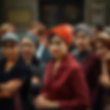 A group of fashionable individuals from the 1920s sporting various headband styles, illustrating diversity in fashion