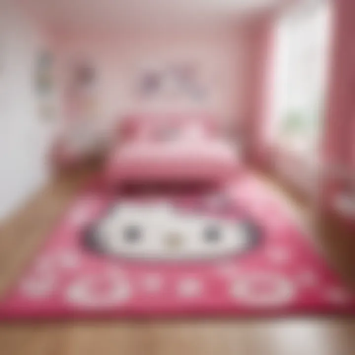 Child's bedroom adorned with a playful Hello Kitty area rug