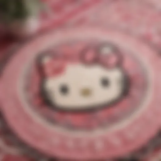 Close-up of Hello Kitty area rug showcasing intricate design patterns