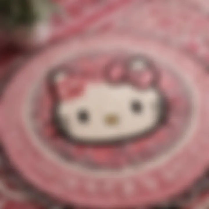 Close-up of Hello Kitty area rug showcasing intricate design patterns