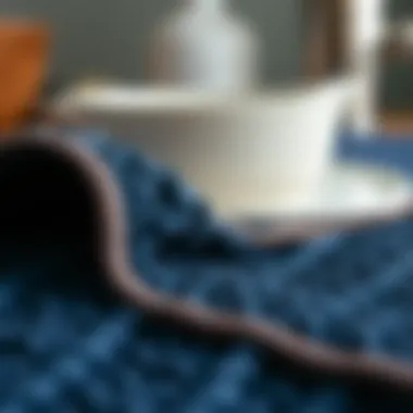 Close-up of a navy dish drying mat showcasing its texture