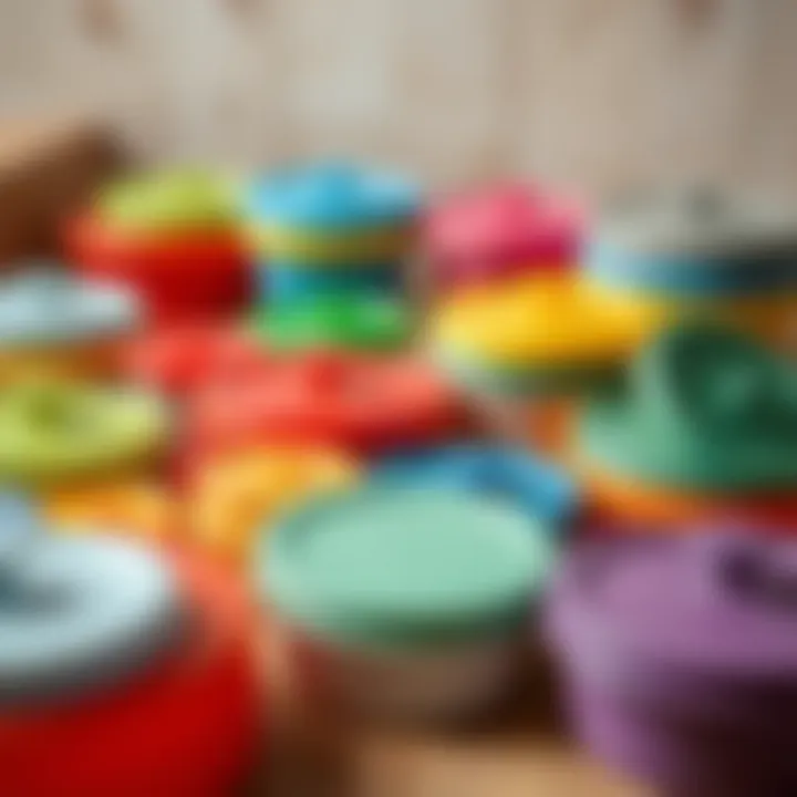 A collection of colorful silicone lids used for various kitchen containers