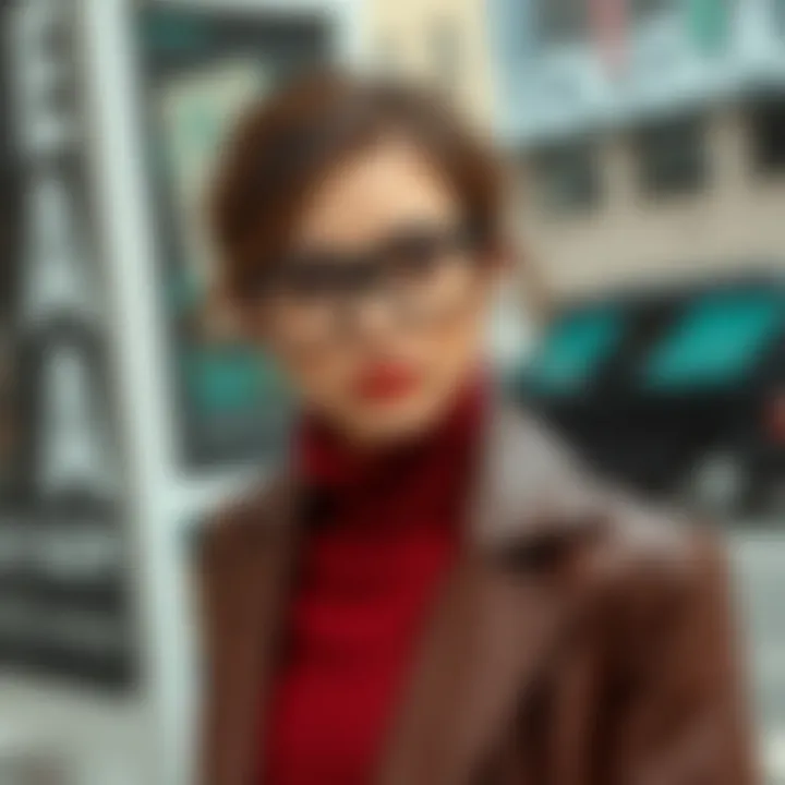 Fashionable outfit paired with oversized glasses frames