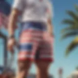 Fashionable American flag shorts displayed on a vibrant summer day