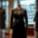 Elegant black skirt and jacket set displayed on a mannequin