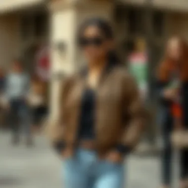 Versatile Styling Options for the Jacket A fashion-forward individual styling a drop shoulder bomber jacket with various outfits