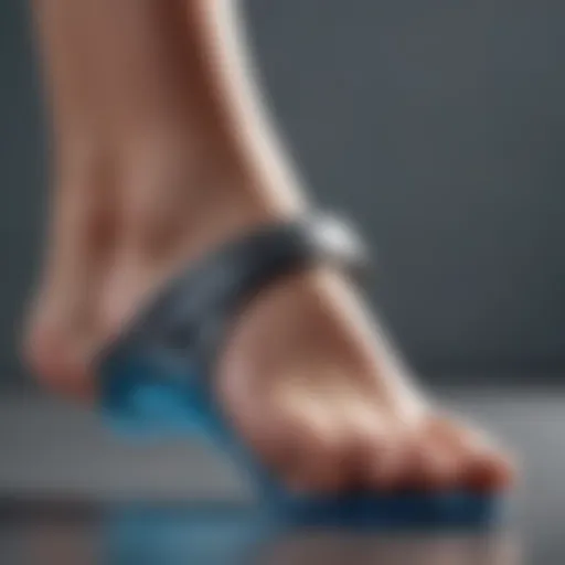 Close-up view of gel arch support technology in footwear