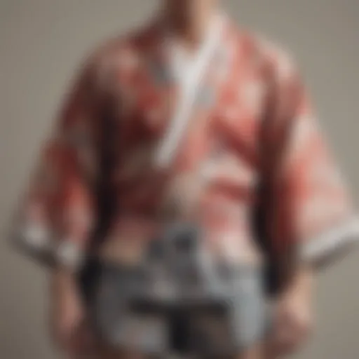 Traditional fabric patterns in kimono and shorts