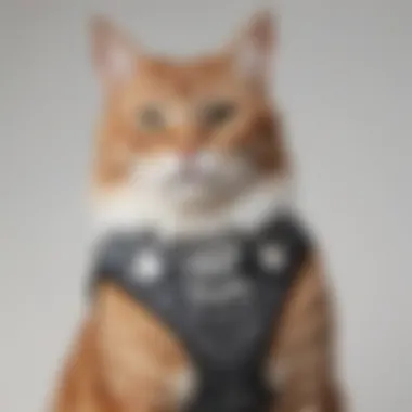 A stylish vest style cat harness displayed on a white background